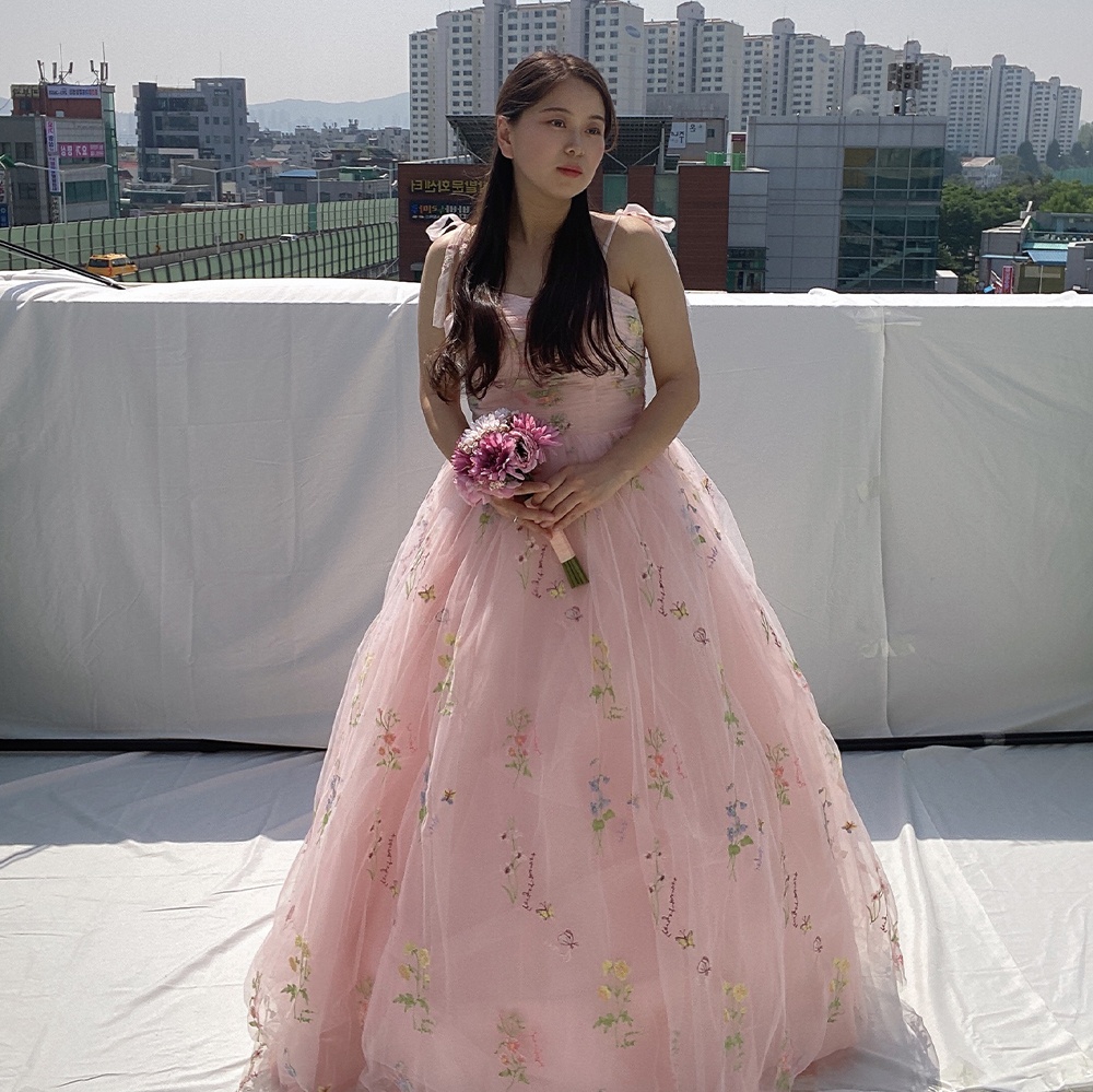 “센트레나 플라워 핑크캉캉 유색드레스 대여, 나의 촬영용 피로연 필수템”